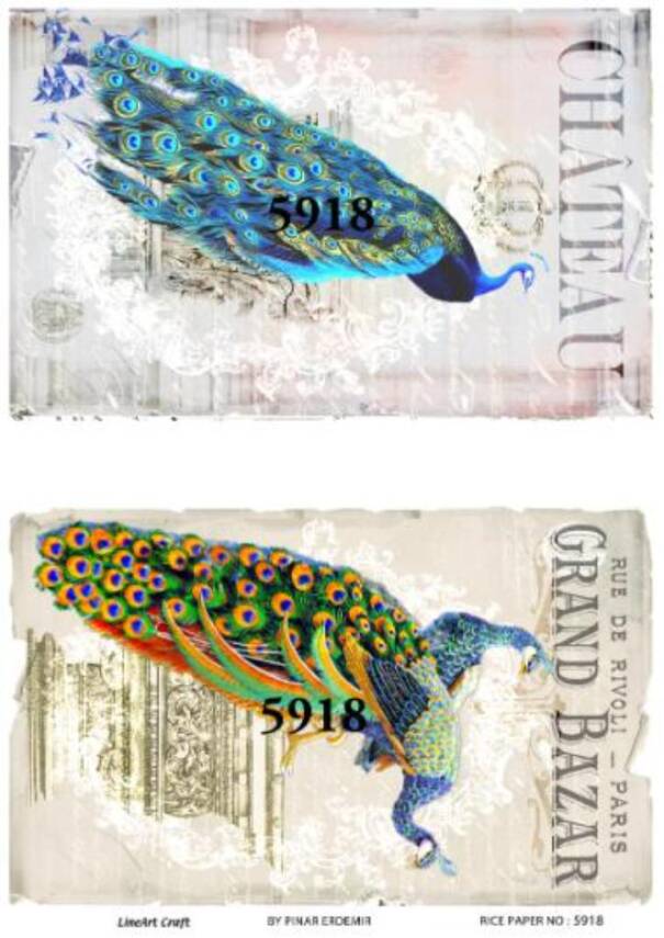 Tavus Kuşu Desenli Pirinç Dekopaj Model : 5918 - 1