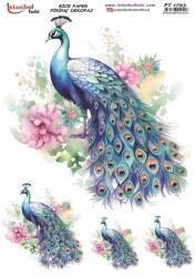 Tavus Kuşu Desenli Pirinç Dekopaj Model : PT 1793 - Tual Hobi Craft İst