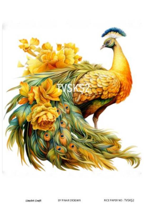 Tavus Kuşu Desenli Pirinç Dekopaj Model : TVSKŞ02 - 1
