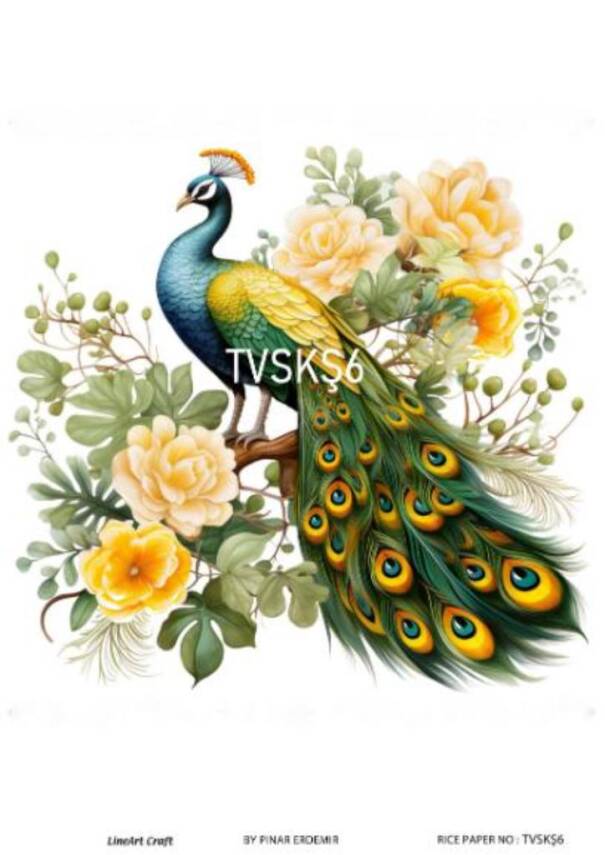 Tavus Kuşu Desenli Pirinç Dekopaj Model : TVSKŞ06 - 1