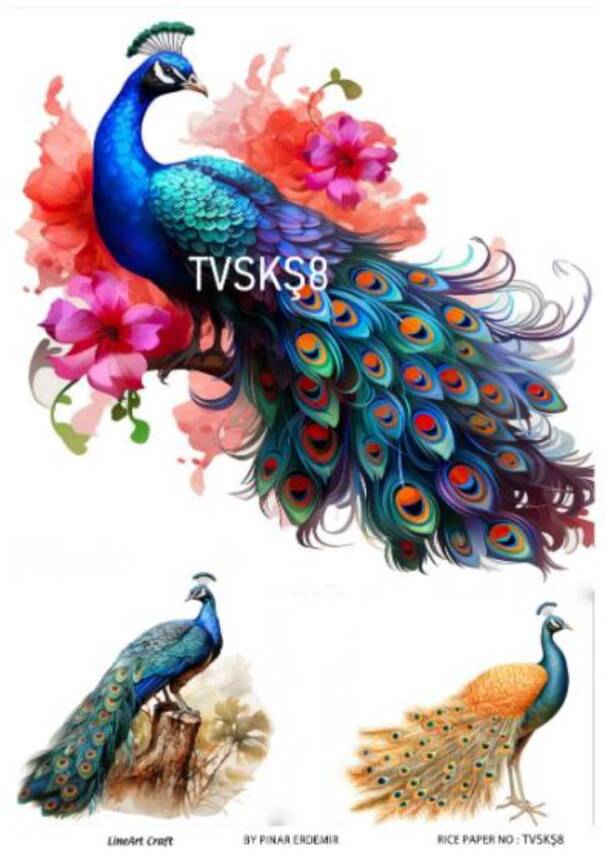 Tavus Kuşu Desenli Pirinç Dekopaj Model : TVSKŞ08 - 1