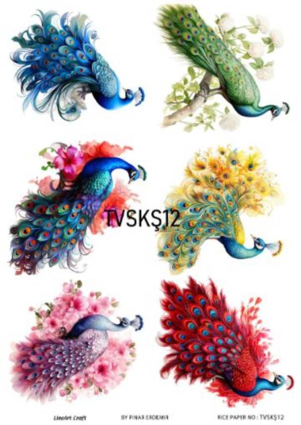 Tavus Kuşu Desenli Pirinç Dekopaj Model : TVSKŞ12 - 1