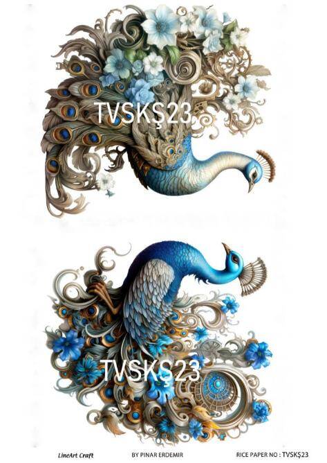 Tavus Kuşu Desenli Pirinç Dekopaj Model : TVSKŞ23 - 1