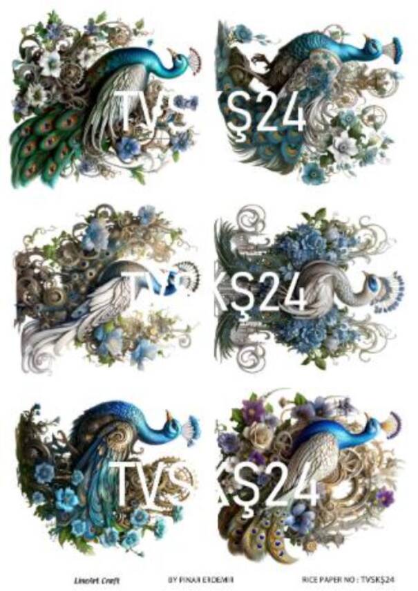 Tavus Kuşu Desenli Pirinç Dekopaj Model : TVSKŞ24 - 1