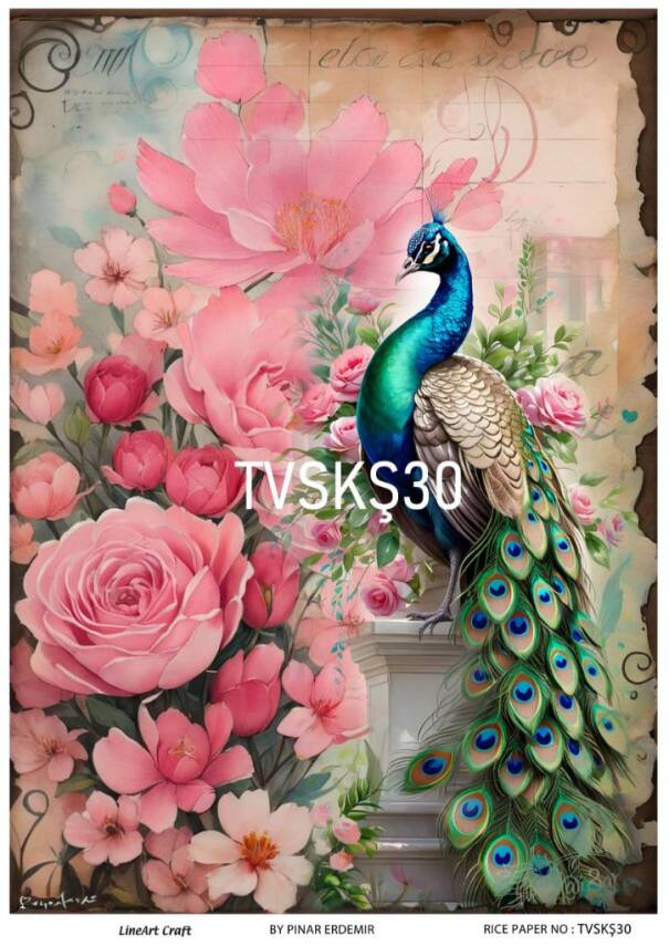 Tavus Kuşu Desenli Pirinç Dekopaj Model : TVSKŞ30 - 1