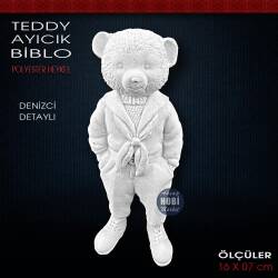 Teddy Ayıcık Biblo Heykel Denizci Detaylı (16x7 cm) Ham Polyester - Tual Hobi Sanat