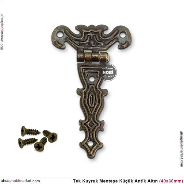 Tek Kuyruk Menteşe Antik Altin Küçük (40x68 mm) Vida Hediye - 1