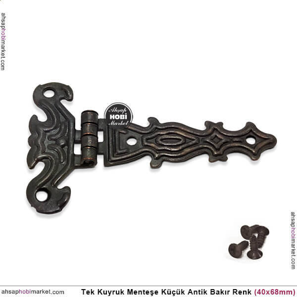 Tek Kuyruk Menteşe Antik Bakır Küçük (40x68mm) Vida Hediye - 2