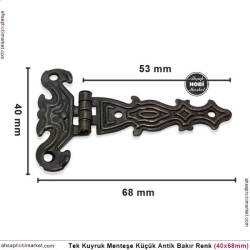 Tek Kuyruk Menteşe Antik Bakır Küçük (40x68mm) Vida Hediye - 3