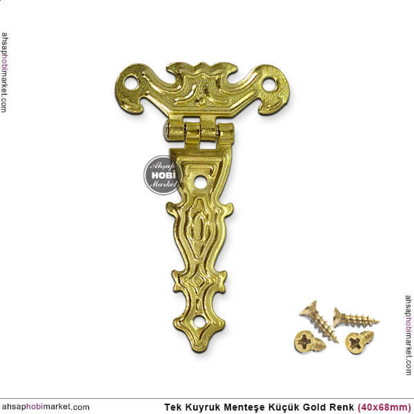 Tek Kuyruk Menteşe Gold Rengi Küçük (40x68mm) Vida Hediye - 1