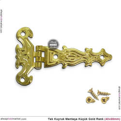 Tek Kuyruk Menteşe Gold Rengi Küçük (40x68mm) Vida Hediye - Tual Hobi Sanat (1)