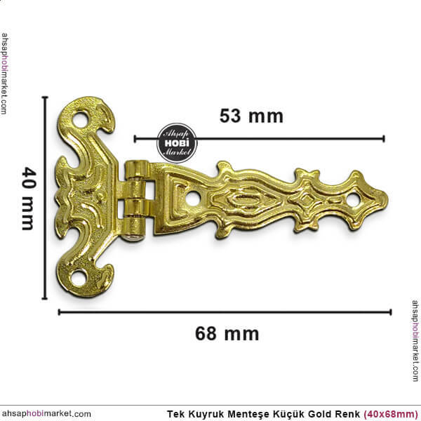 Tek Kuyruk Menteşe Gold Rengi Küçük (40x68mm) Vida Hediye - 3