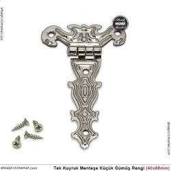 Tek Kuyruk Menteşe Gümüş Rengi Küçük (40x68mm) Vida Hediye - Tual Hobi Sanat