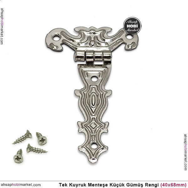 Tek Kuyruk Menteşe Gümüş Rengi Küçük (40x68mm) Vida Hediye - 1