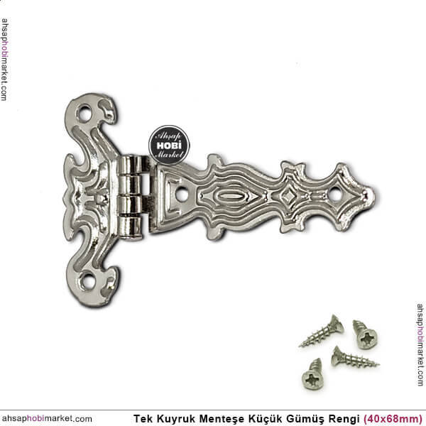 Tek Kuyruk Menteşe Gümüş Rengi Küçük (40x68mm) Vida Hediye - 2