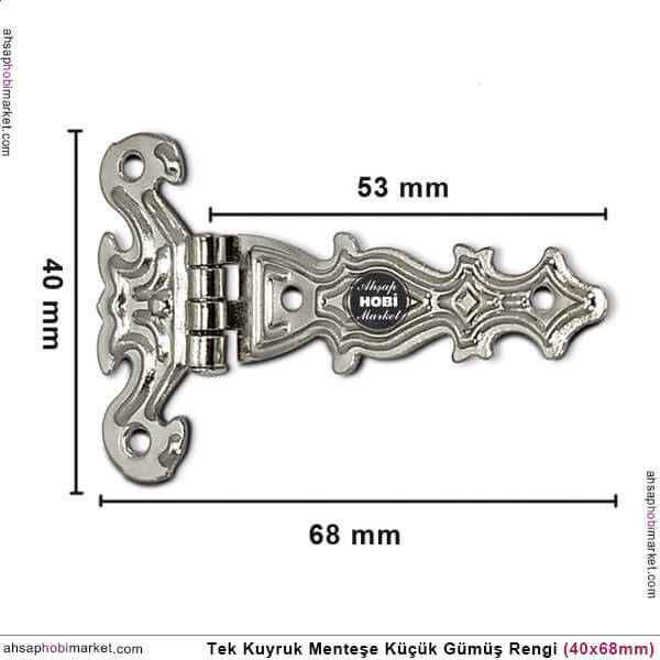 Tek Kuyruk Menteşe Gümüş Rengi Küçük (40x68mm) Vida Hediye - 3