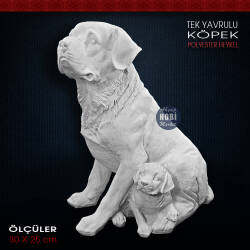 Tek Yavrulu Köpek Heykeli (30x25 cm) Ham Polyester - Tual Hobi Sanat (1)