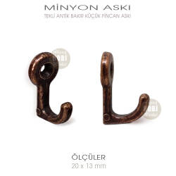 Tekli Minyon Küçük Fincan Askısı (20x13 mm) Antik Bakır - Tual Hobi Sanat