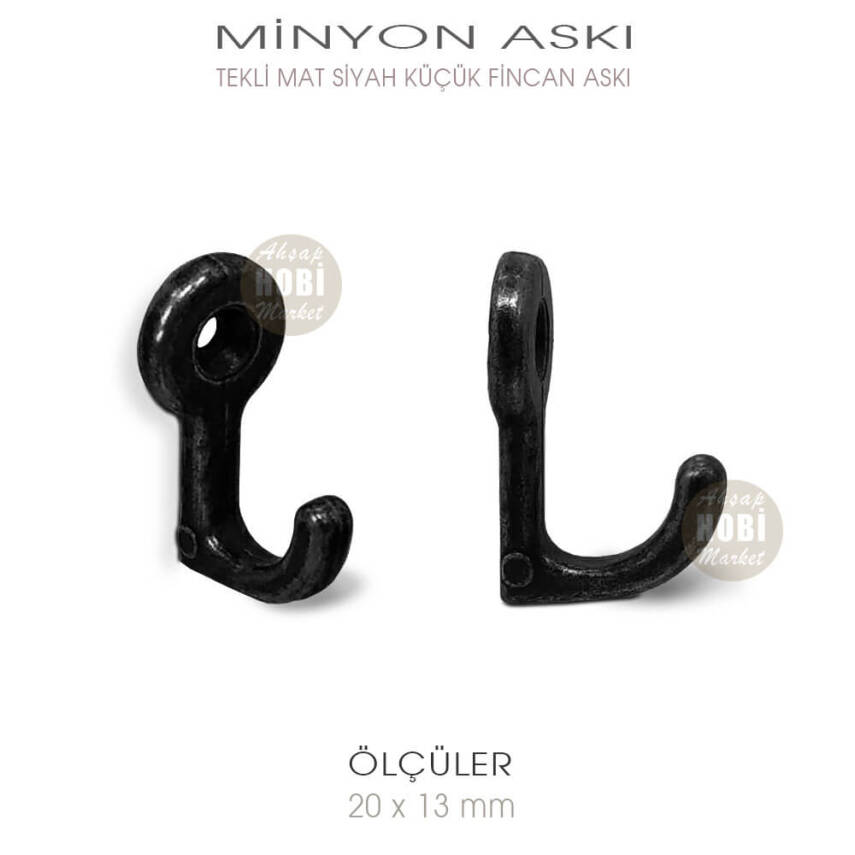 Tekli Minyon Küçük Fincan Askısı (20x13 mm) Mat Siyah - 1
