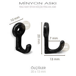 Tekli Minyon Küçük Fincan Askısı (20x13 mm) Mat Siyah - Tual Hobi Sanat (1)