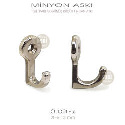 Tekli Minyon Küçük Fincan Askısı (20x13 mm) Parlak Gümüş - Tual Hobi Sanat