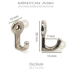 Tekli Minyon Küçük Fincan Askısı (20x13 mm) Parlak Gümüş - Tual Hobi Sanat (1)