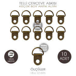 Telli Çerçeve Askısı 10 Adet (20x12 mm) Antik Altın - Tual Hobi Sanat