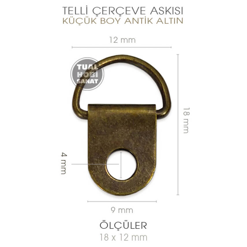 Telli Çerçeve Askısı 10 Adet (20x12 mm) Antik Altın - 2