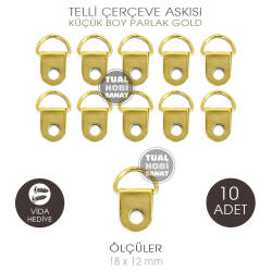 Telli Çerçeve Askısı 10 Adet (20x12 mm) Parlak Gold - Tual Hobi Sanat