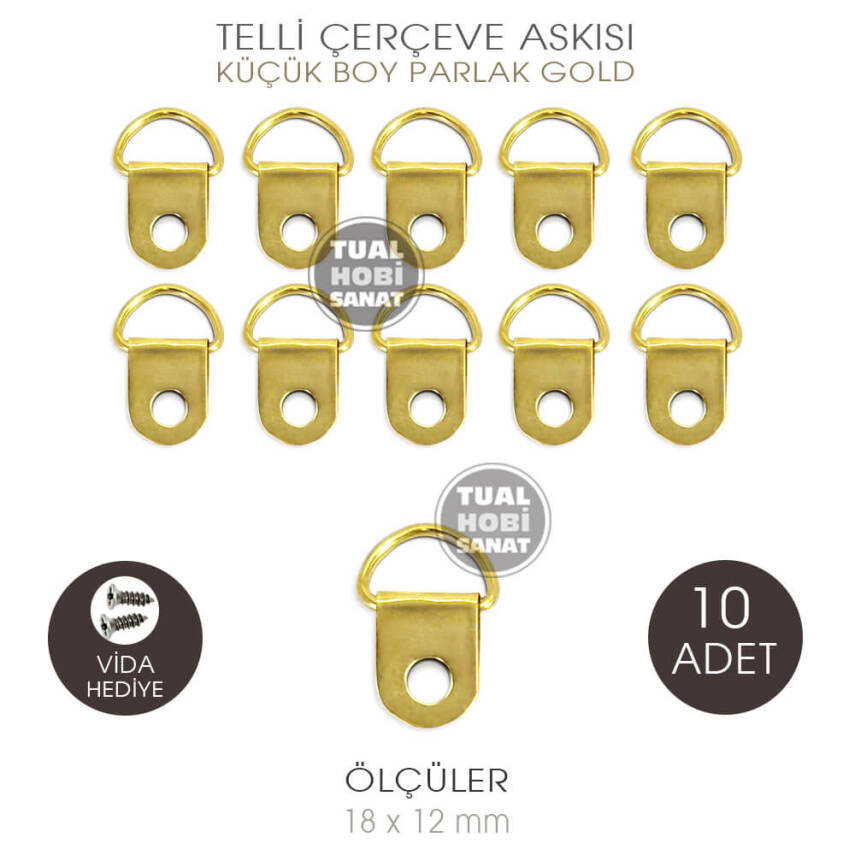 Telli Çerçeve Askısı 10 Adet (20x12 mm) Parlak Gold - 1