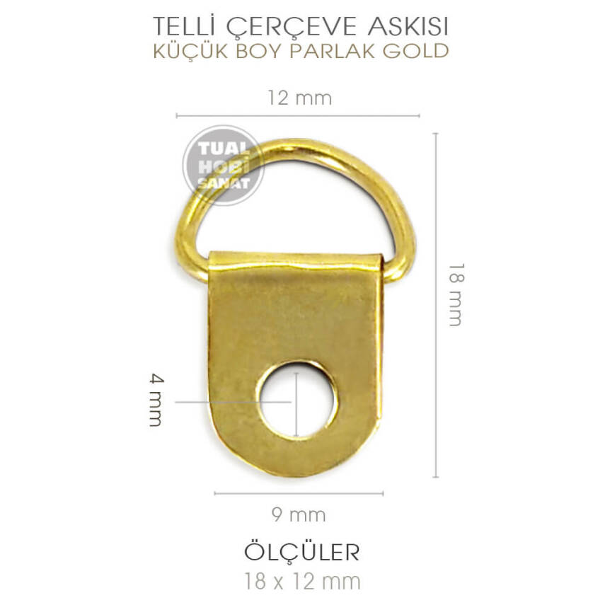 Telli Çerçeve Askısı 10 Adet (20x12 mm) Parlak Gold - 2