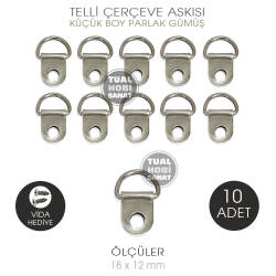 Telli Çerçeve Askısı 10 Adet (20x12 mm) Parlak Gümüş - Tual Hobi Sanat