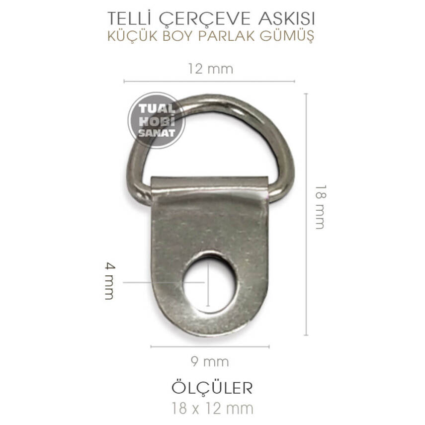 Telli Çerçeve Askısı 10 Adet (20x12 mm) Parlak Gümüş - 2