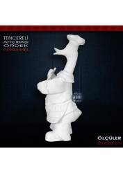 Tencereli Ahçıbaşı Ördek Biblo (20x8 cm) Ham Polyester - Tual Hobi Sanat (1)