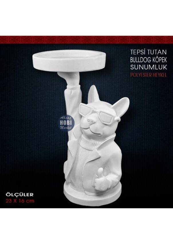Tepsi Tutan Bulldog Köpek Sunumluk (23x16 cm) Ham Polyester - 1