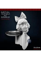 Tepsili Kız Sunumluk Biblo (32x24 cm) Ham Polyester - Tual Hobi Sanat
