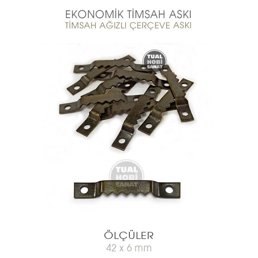 Timsah Ağızlı Çerçeve Askısı 10 Adet (4x0,6 cm) Antik - 1