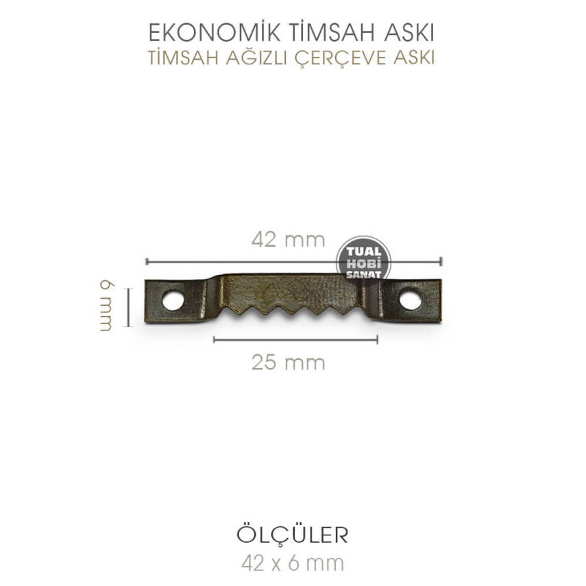 Timsah Ağızlı Çerçeve Askısı 10 Adet (4x0,6 cm) Antik - 2