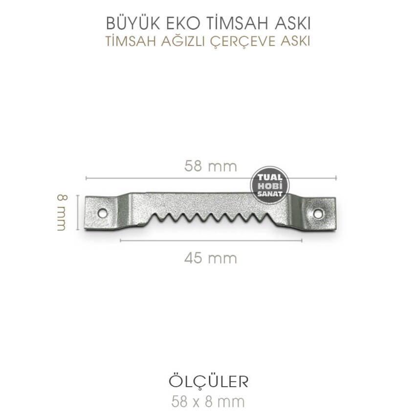 Timsah Ağızlı Çerçeve Askısı Eko Büyük 10 Adet (5,7x0,8 cm) - 2