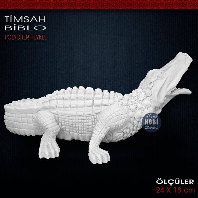 Timsah Biblo Heykel (24x18 cm) Ham Polyester - 1