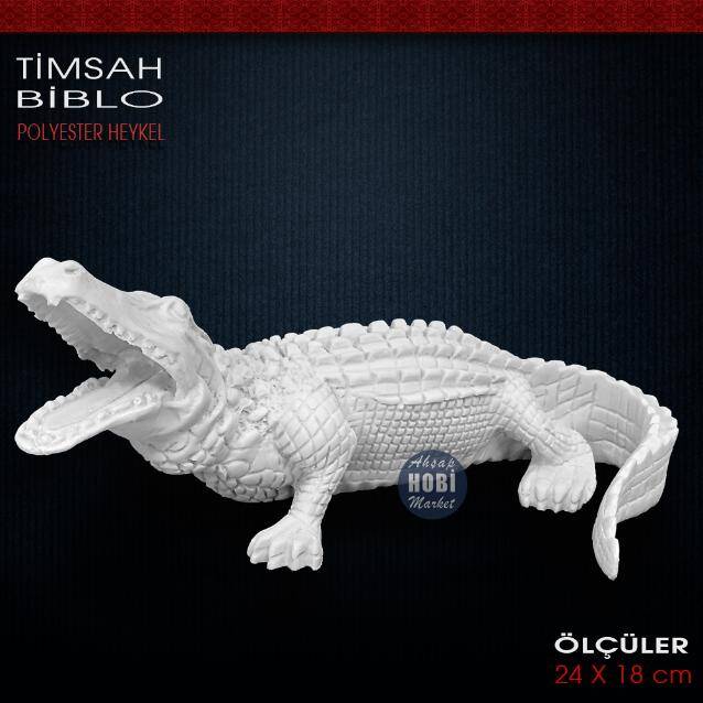 Timsah Biblo Heykel (24x18 cm) Ham Polyester - 2