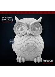 Tombul Baykuş Heykeli (22x20 cm) Ham Polyester - Tual Hobi Sanat