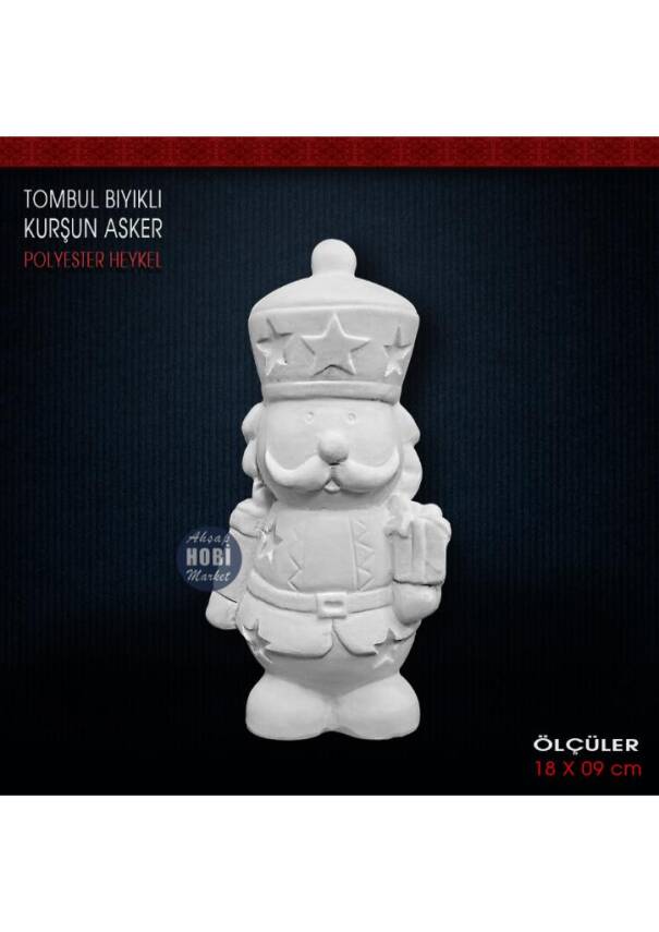 Tombul Bıyıklı Kurşun Asker Biblo (18x9 cm) Ham Polyester - 1