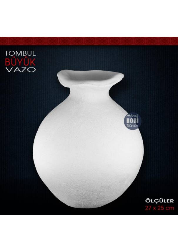 Tombul Büyük Vazo (27x25 cm) Ham Polyester - 1