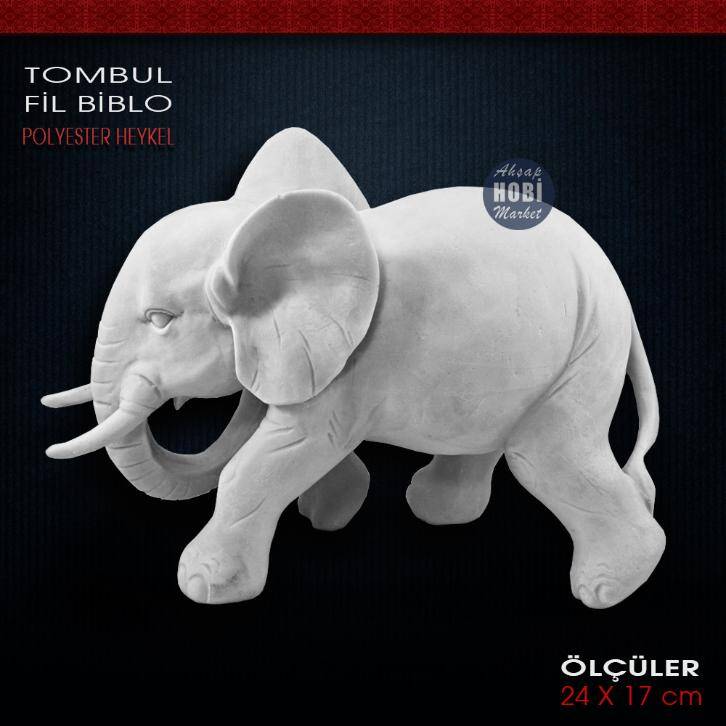 Tombul Fil Biblo Heykeli (24x17 cm) Ham Polyester - 1