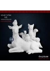 Geyik ve Arkadaşları Biblo (15x13 cm) Ham Polyester - Tual Hobi Sanat