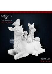 Geyik ve Arkadaşları Biblo (15x13 cm) Ham Polyester - Tual Hobi Sanat (1)