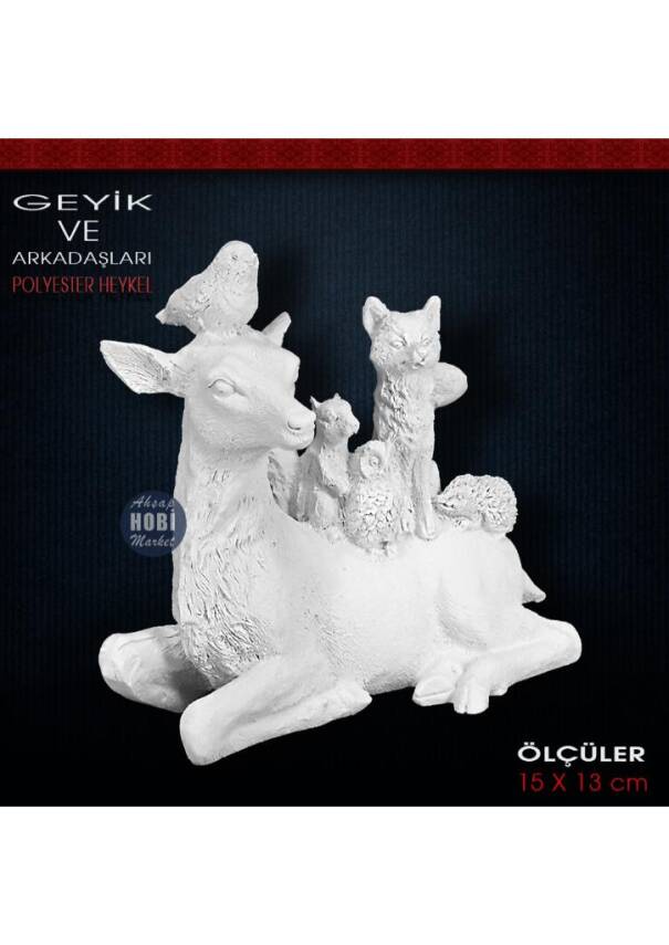 Geyik ve Arkadaşları Biblo (15x13 cm) Ham Polyester - 2