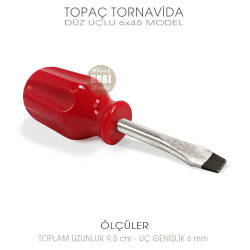 Topaç Tornavida Avuç İçi Düz Uçlu 6x45 Model (9,5 cm) - 3