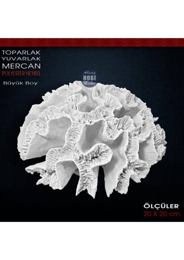 Toparlak Yuvarlak Mercan Heykeli (20x20x10cm) Ham Polyester - 1